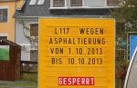 Für maximal sieben Arbeitstage wird die L117 gesperrt.