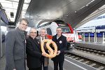 Superintendent Wolfgang Rehner, Bischof Wilhelm Krautwaschl, Landesrat Anton Lang und Franz Suppan, ÖBB Regionalmanager Personenverkehr Steiermark (v.l.). © Gerd Neuhold/Sonntagsblatt Superintendent Wolfgang Rehner, Bischof Wilhelm Krautwaschl, Landesrat Anton Lang und Franz Suppan, ÖBB Regionalmanager Personenverkehr Steiermark (v.l.).
